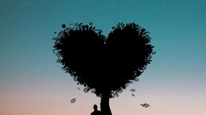 Preview wallpaper silhouette, heart, love, tree, person