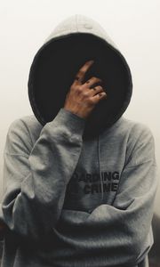 Preview wallpaper silhouette, hood, hoodie, anonymous, dark