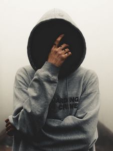 Preview wallpaper silhouette, hood, hoodie, anonymous, dark