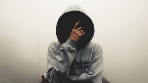 Preview wallpaper silhouette, hood, hoodie, anonymous, dark