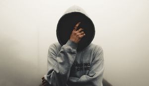 Preview wallpaper silhouette, hood, hoodie, anonymous, dark