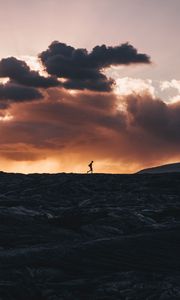 Preview wallpaper silhouette, horizon, volcano, clouds, sunset, kalapana, hawaii