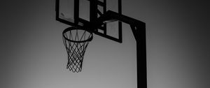 Preview wallpaper silhouette, jump, ball, basketball, sport, black and white