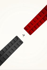 Preview wallpaper silhouette, jump, construction, minimalism, red, black