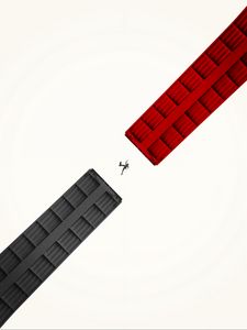 Preview wallpaper silhouette, jump, construction, minimalism, red, black