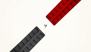 Preview wallpaper silhouette, jump, construction, minimalism, red, black