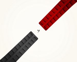 Preview wallpaper silhouette, jump, construction, minimalism, red, black