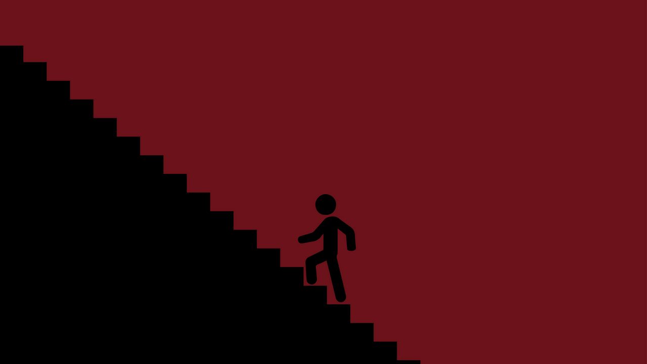 Wallpaper silhouette, ladder, climb, vector, red, black
