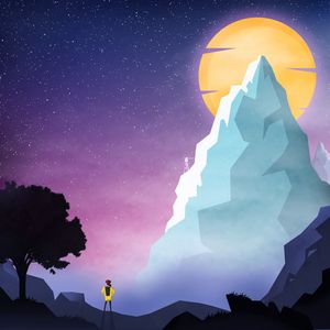 Preview wallpaper silhouette, landscape, art, mountains, night