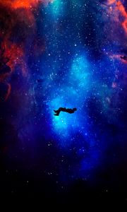Preview wallpaper silhouette, levitation, space, galaxy, stars