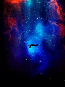 Preview wallpaper silhouette, levitation, space, galaxy, stars