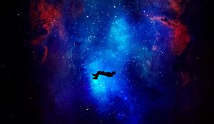 Preview wallpaper silhouette, levitation, space, galaxy, stars