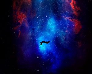 Preview wallpaper silhouette, levitation, space, galaxy, stars