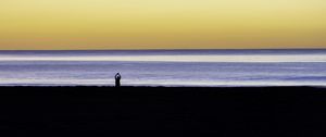 Preview wallpaper silhouette, loneliness, alone, beach, sunset, sea