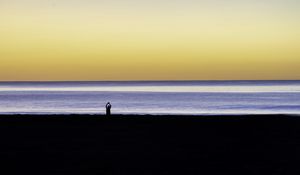 Preview wallpaper silhouette, loneliness, alone, beach, sunset, sea