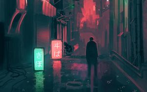 Preview wallpaper silhouette, loneliness, alone, city, art