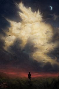 Preview wallpaper silhouette, loneliness, alone, birds, sky, art
