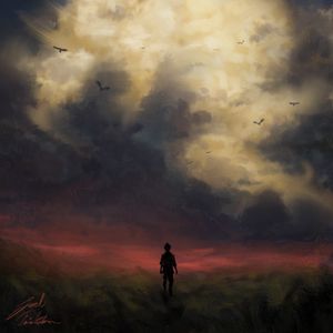Preview wallpaper silhouette, loneliness, alone, birds, sky, art