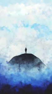 Preview wallpaper silhouette, loneliness, clouds, hill