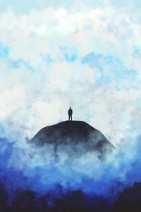 Preview wallpaper silhouette, loneliness, clouds, hill