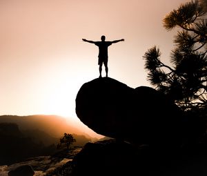 Preview wallpaper silhouette, loneliness, lonely, rock