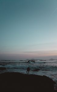 Preview wallpaper silhouette, loneliness, sad, sea, shore