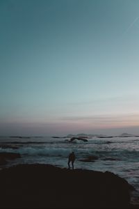 Preview wallpaper silhouette, loneliness, sad, sea, shore