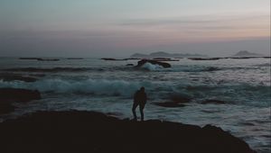 Preview wallpaper silhouette, loneliness, sad, sea, shore