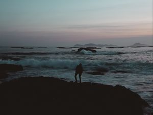 Preview wallpaper silhouette, loneliness, sad, sea, shore