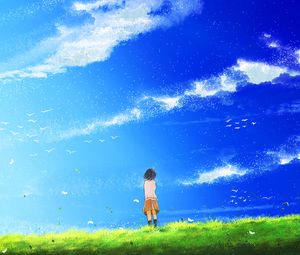 Preview wallpaper silhouette, loneliness, sky, clouds, art
