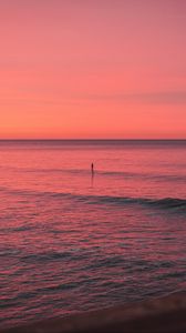 Preview wallpaper silhouette, loneliness, water, sea, dusk