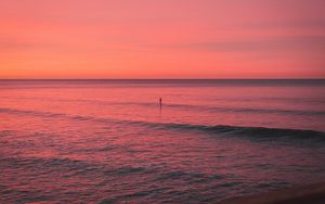 Preview wallpaper silhouette, loneliness, water, sea, dusk