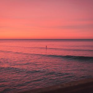 Preview wallpaper silhouette, loneliness, water, sea, dusk