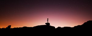 Preview wallpaper silhouette, lonely, loneliness, starry sky