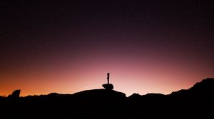 Preview wallpaper silhouette, lonely, loneliness, starry sky