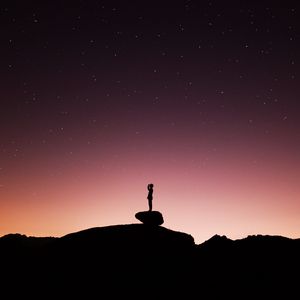 Preview wallpaper silhouette, lonely, loneliness, starry sky