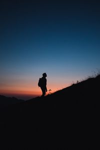 Preview wallpaper silhouette, lonely, mountain, night, travel