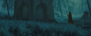 Preview wallpaper silhouette, magician, tower, fantasy, art