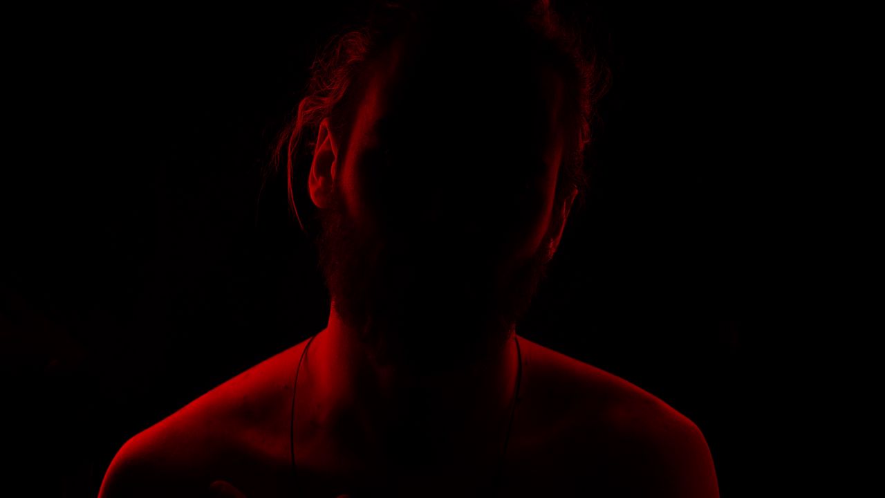 Wallpaper silhouette, man, backlight, red, black, dark