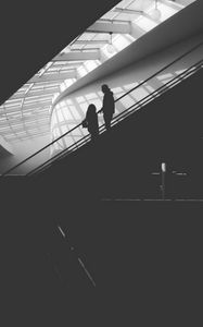 Preview wallpaper silhouette, man, building, bw, black