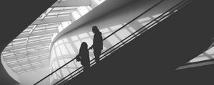 Preview wallpaper silhouette, man, building, bw, black