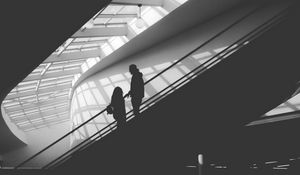 Preview wallpaper silhouette, man, building, bw, black