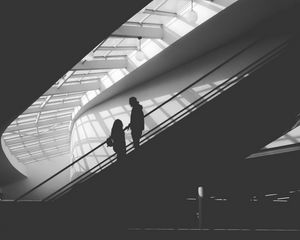 Preview wallpaper silhouette, man, building, bw, black