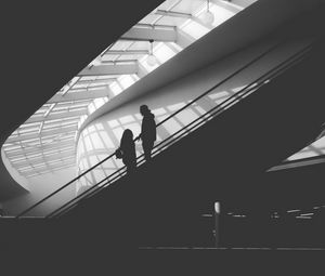 Preview wallpaper silhouette, man, building, bw, black