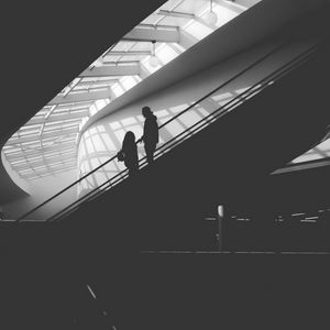 Preview wallpaper silhouette, man, building, bw, black