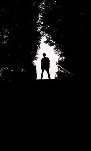 Preview wallpaper silhouette, man, dark, trees