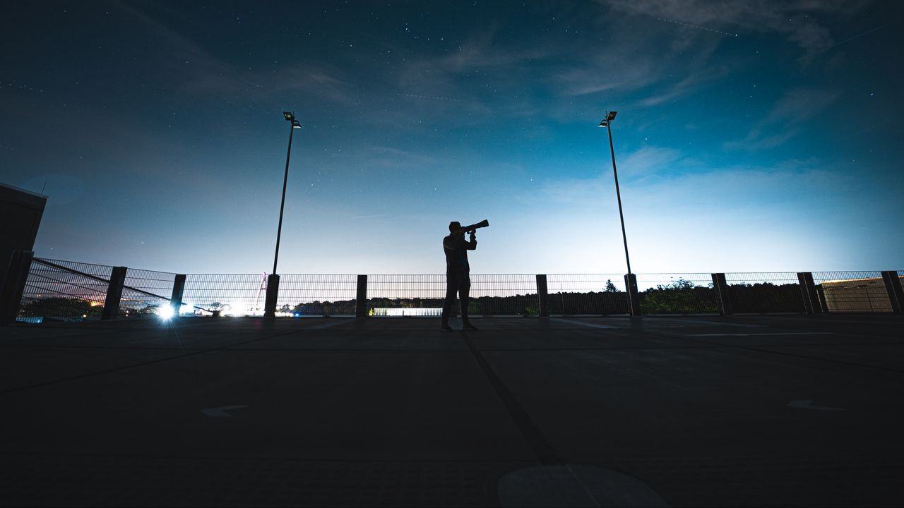 Wallpaper silhouette, man, dark, twilight, night