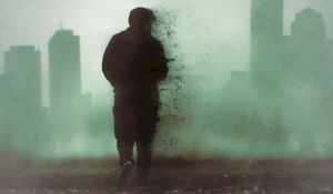 Preview wallpaper silhouette, man, dissolution, disappearance