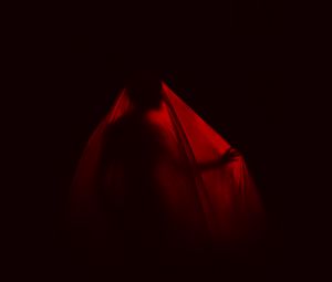 Preview wallpaper silhouette, man, fabric, dark