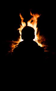 Preview wallpaper silhouette, man, fire, flame, black
